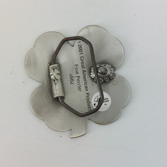 Green Enamel Lucky Clover StPatricks Fine Pewter Belt Buckle - Picture 5 of 12